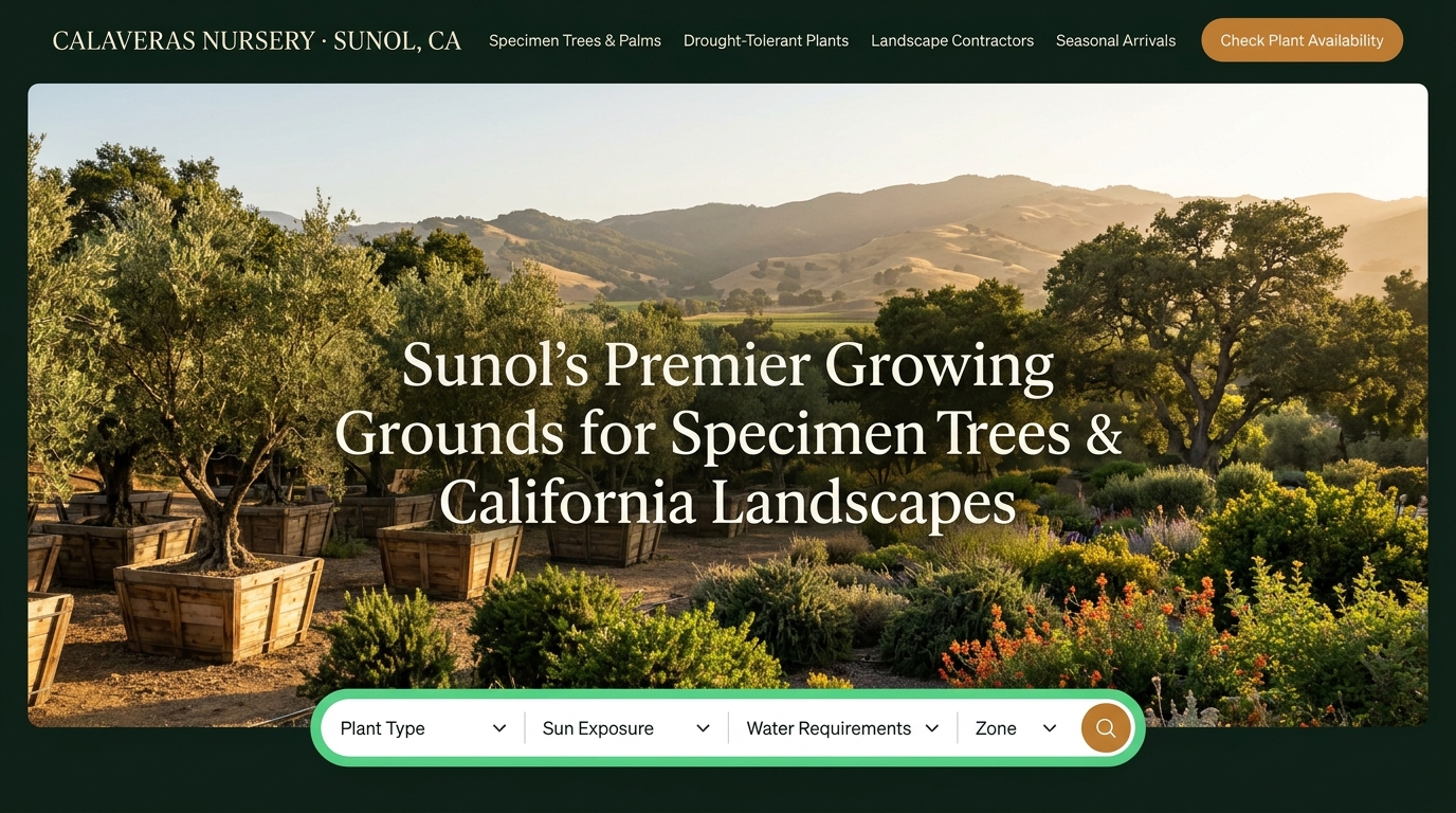Homepage design for Calaveras Nursery